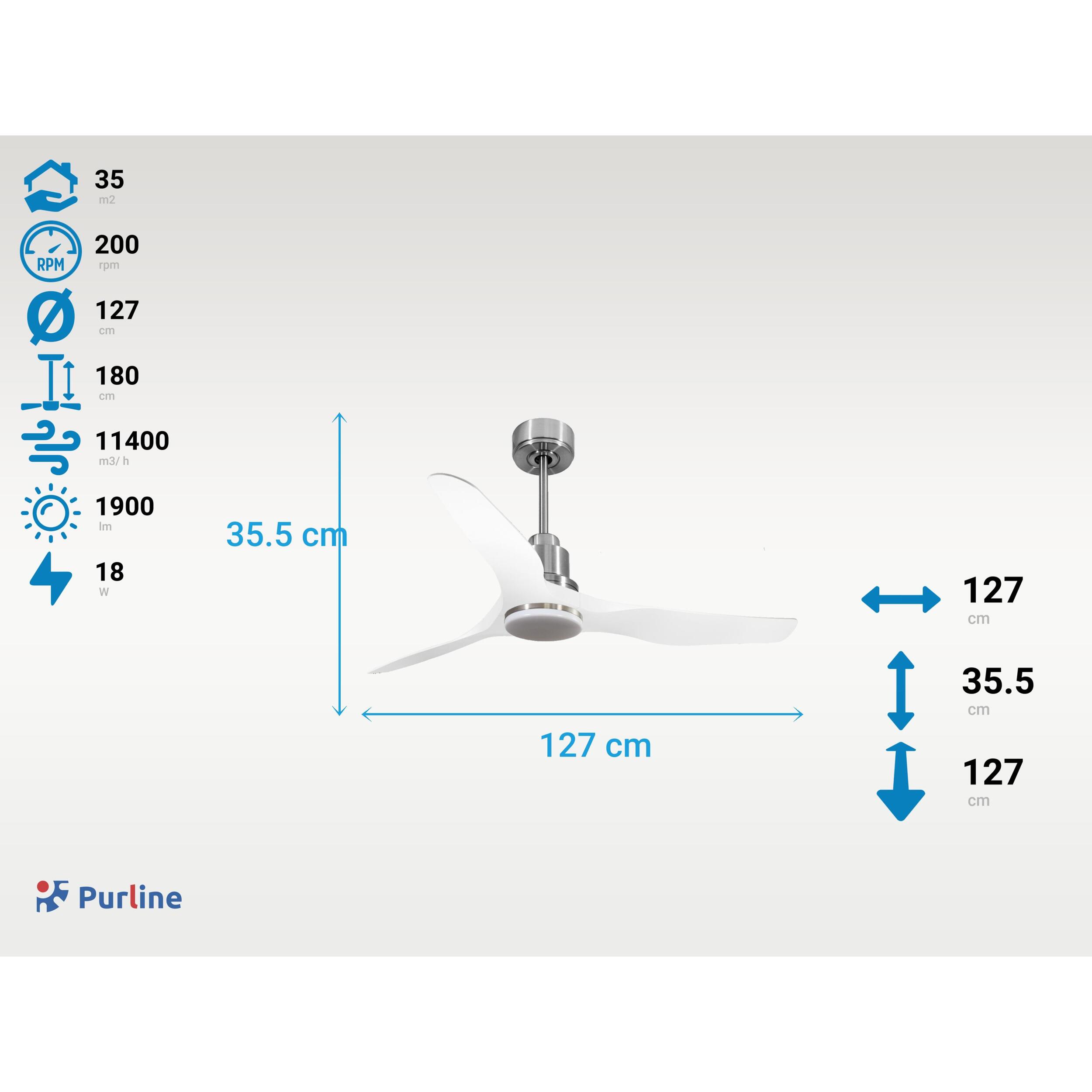 Ventilateur de plafond Réversible  Thermostat Dimmable Wifi Moteur à courant continu Toits en pente Télécommande Lumière à trois tons Adaptateur 2/3 Lames