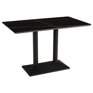 ICARE - Ensemble n°1: table bistrot rect. 120x70cm en céramique marbré noir
