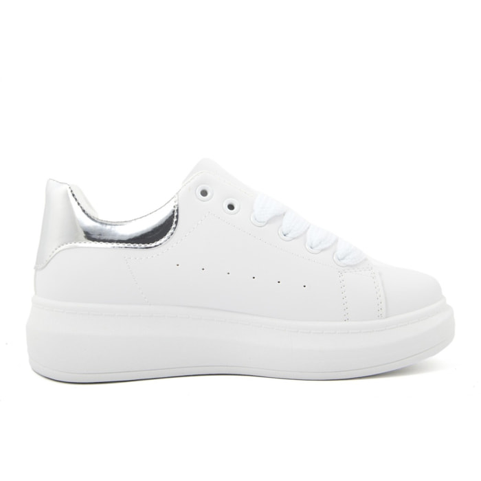 Sneakers Donna colore Argentato altezza tacco 3,5 cm e plateau 3 cm