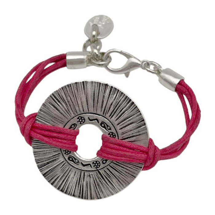 Pulsera Etnia plata-fuschia