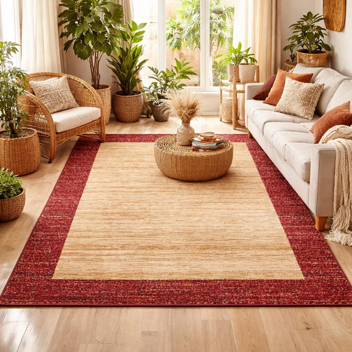 Tapis salon et chambre tissé motif simple TECU