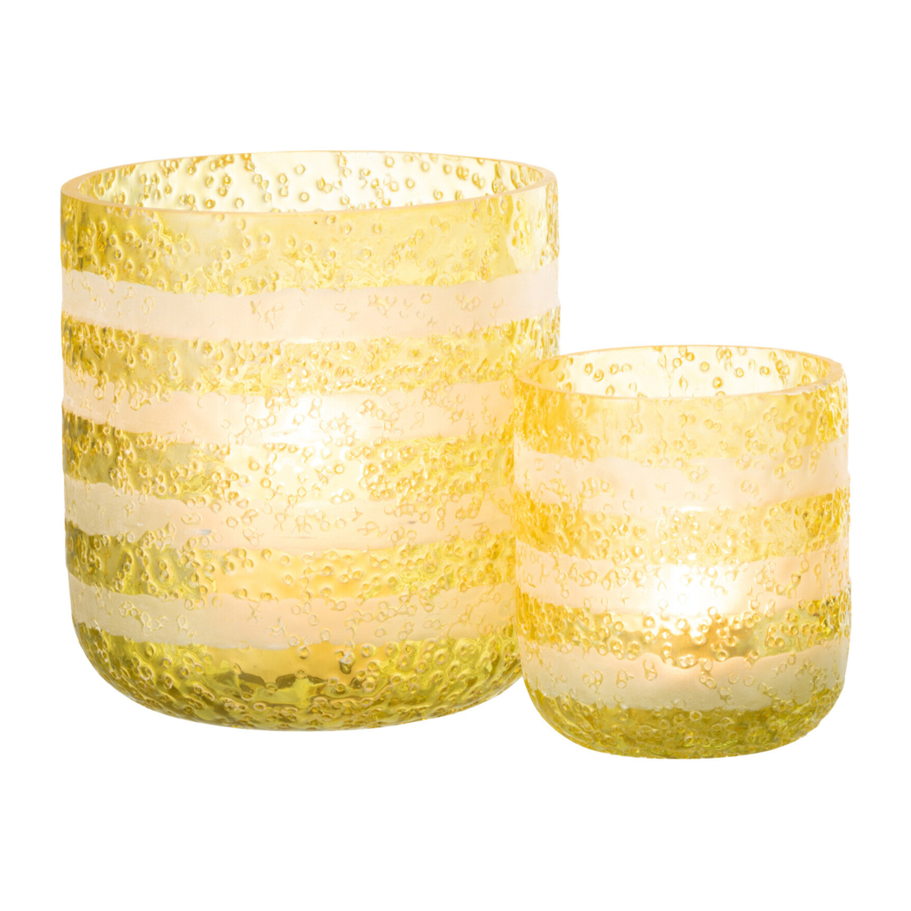 J-Line photophore Lignes - verre - jaune/blanc - large