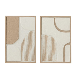 J-Line Tableau Formes Papier Blanc/Beige Assortiment De 2