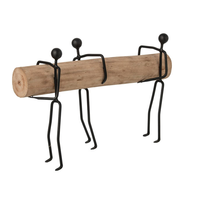 J-Line Personnes bloc de bois - fer - naturel/noir
