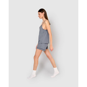 Pijama corto algodón vainica tirante azul