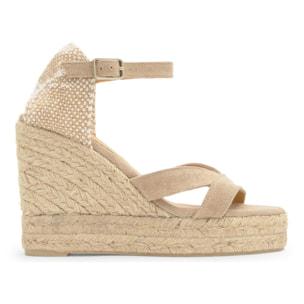 Sandalia cuña Bruna beige mujer 11cm
