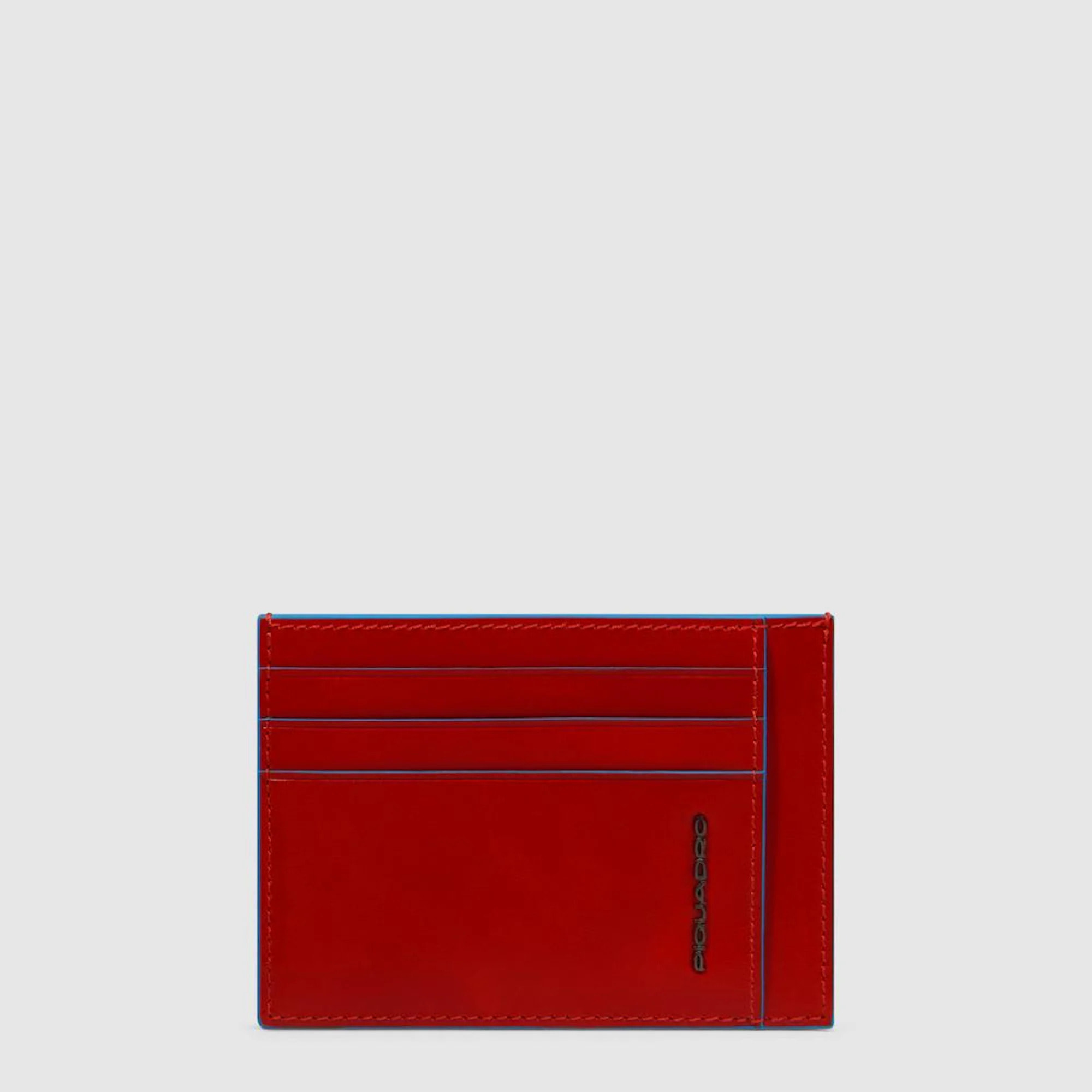 Piquadro Portacarte di credito sottile in pelle, schermato con protezione RFID