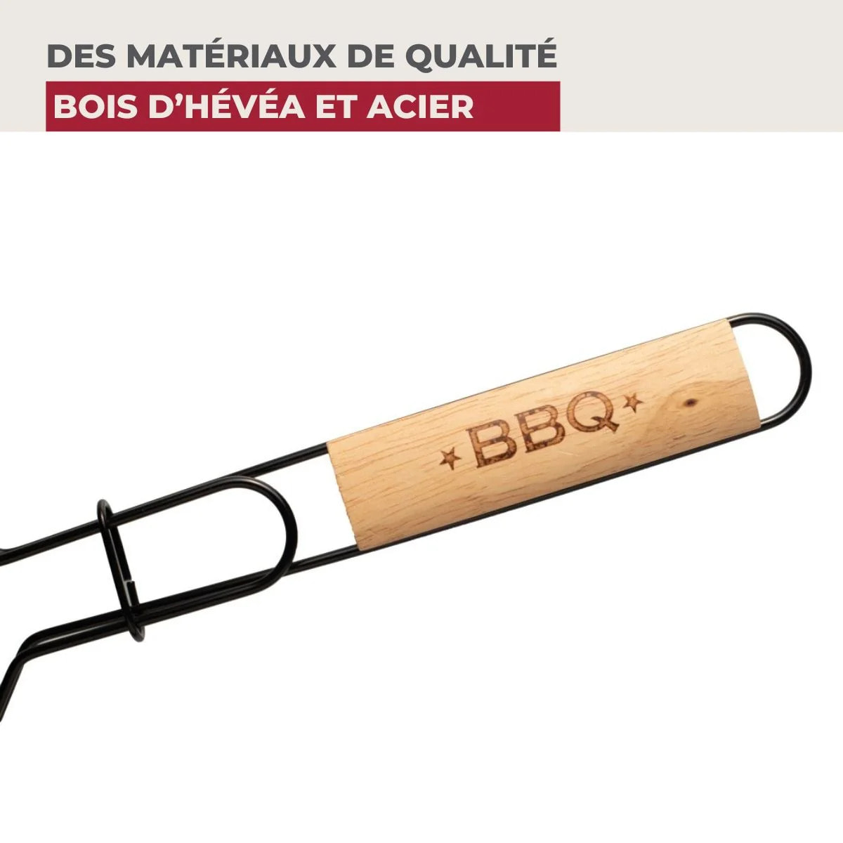 Lot de 2 grilles barbecue 35/25,5/54 cm en acier inoxydable et bois Fackelmann Barbecue