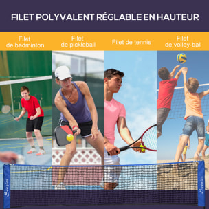 Filet de badminton volley-ball - hauteur réglable 107-155 cm - structure métal, sac de transport inclus - noir bleu