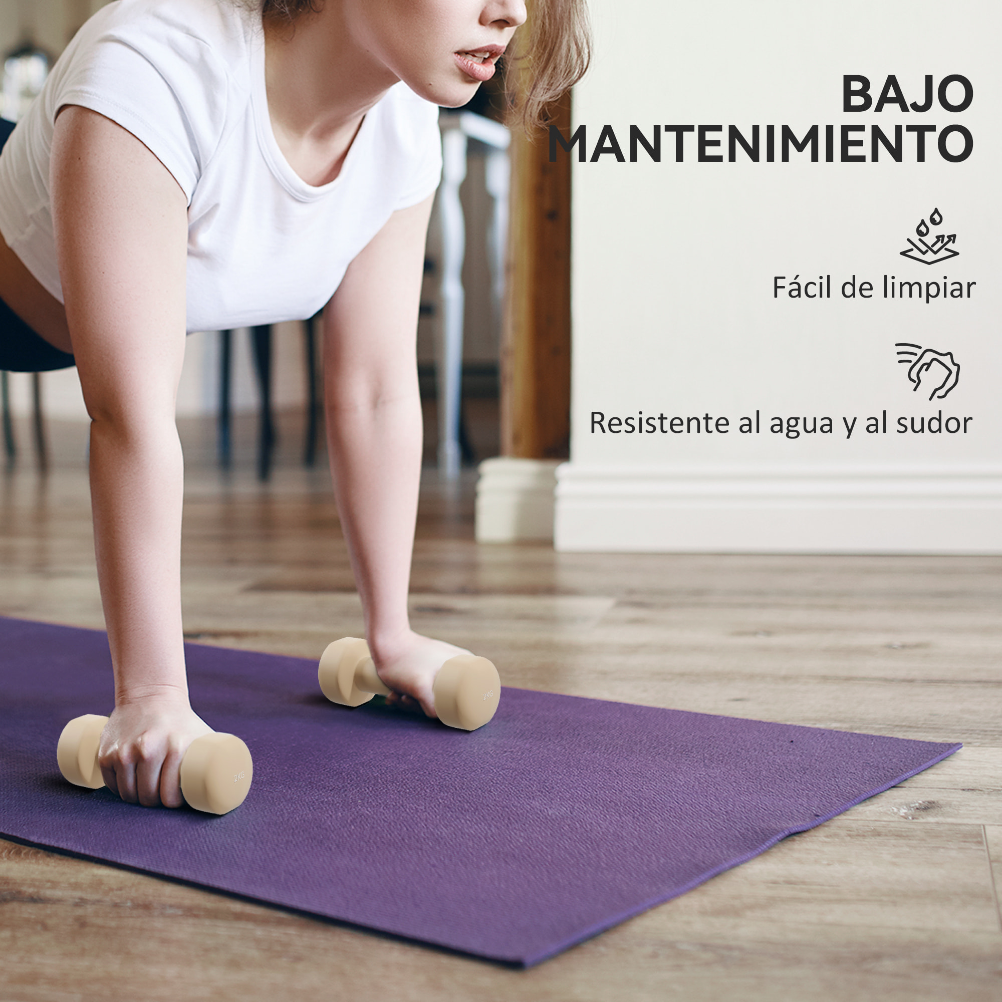 Juego de Mancuernas de 8 Piezas, Total 10 kg, 2x0,5 kg, 2x1 kg, 2x1,5 kg, 2x2 kg, Mancuernas Poligonales Antideslizantes y Estuche de Transporte para Ejercicio en Casa, Gimnasio, Multicolor