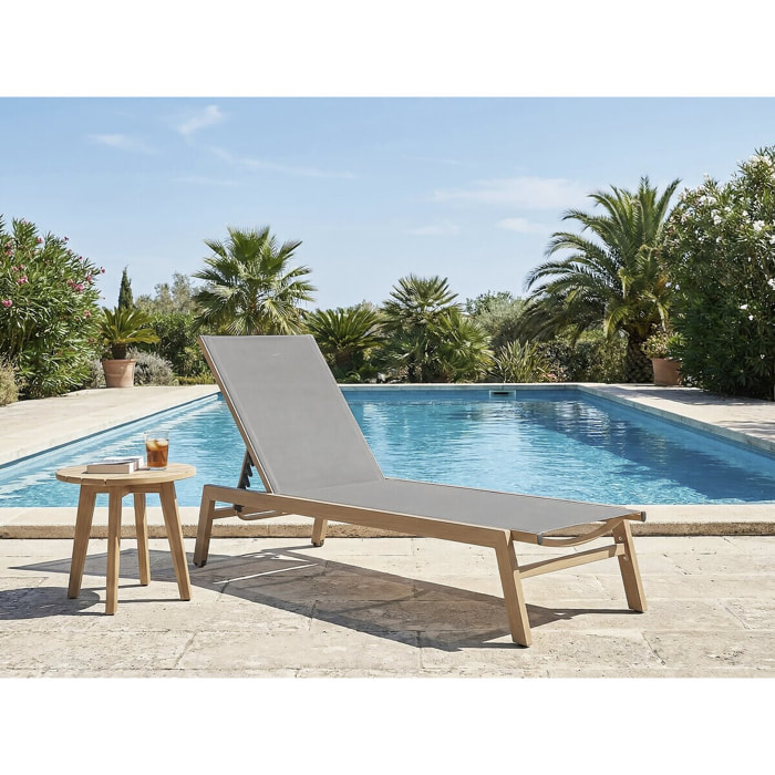 Bain de soleil en aluminium imitation bois  "Elysia" - Gris clair