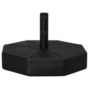 Pied de parasol octogonal à lester Ø 60 x 36 cm - mât dia. 38/48 mm - vis de serrage intégrée - HDPE noir