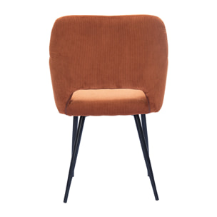 Chaises en tissu velours côtelé terre brûlée et métal noir (lot de 2) LAURETTE