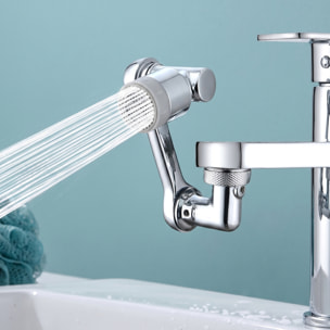 Extensor giratorio para grifo de cocina con 2 tipos de chorro y aireador de flujo de burbujas, diseñado para mejorar la limpieza, ahorrar agua y reducir salpicaduras.