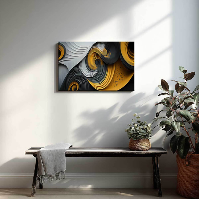 Tableau abstrait spirales dorées Toile imprimée