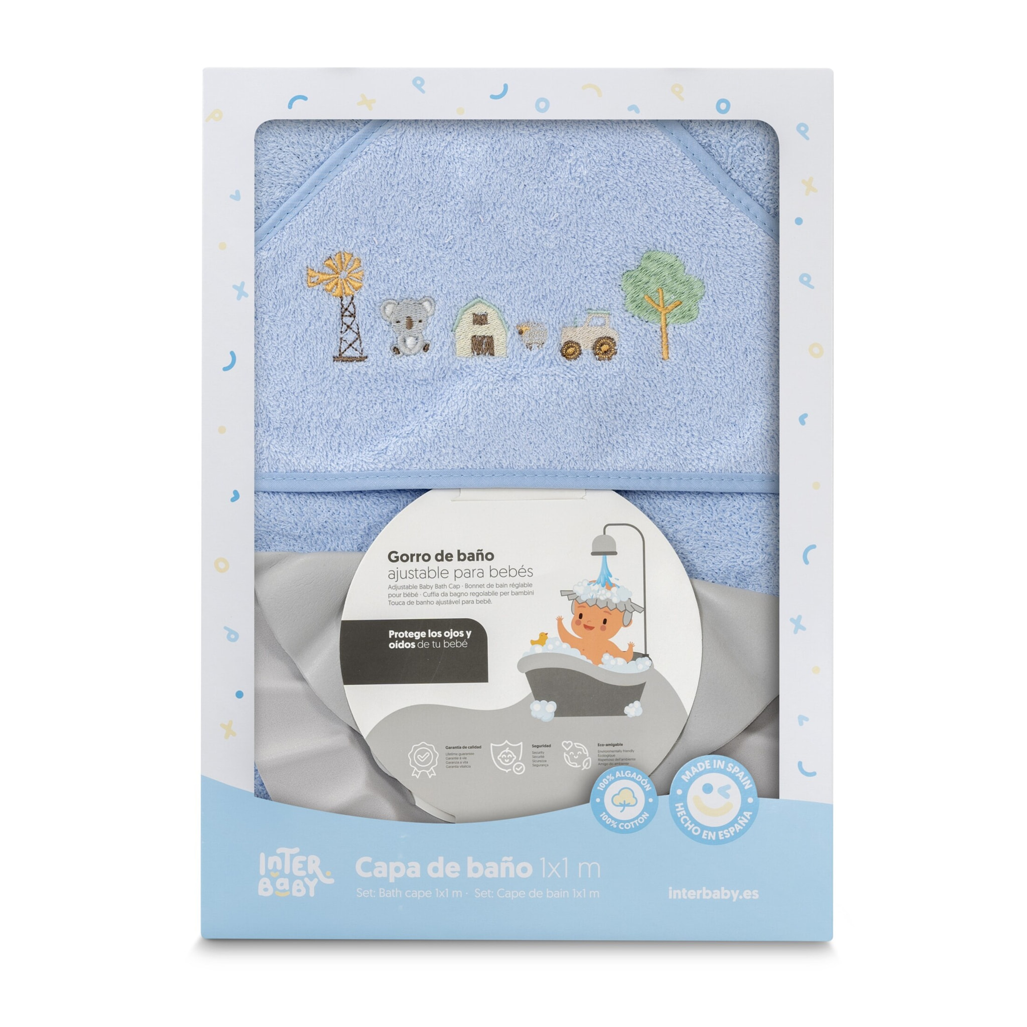 Capa Baño 1X1 Mod Granja Koala+ Gorro Azul