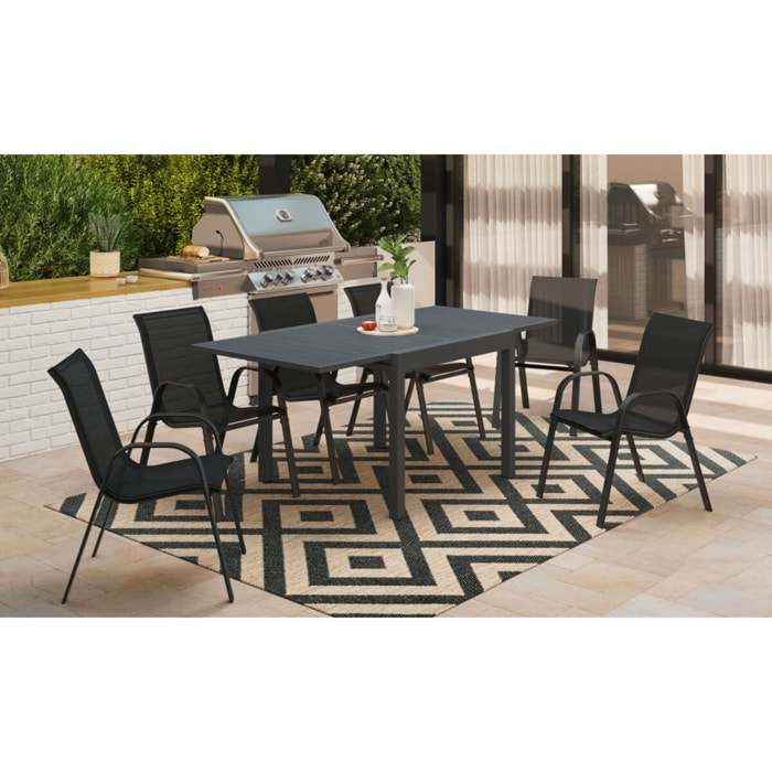 Table de jardin extensible en polywood gris anthracite 90-180cm