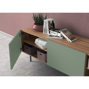 Bajo tv Printed nogal y verde 52x180x44 cm