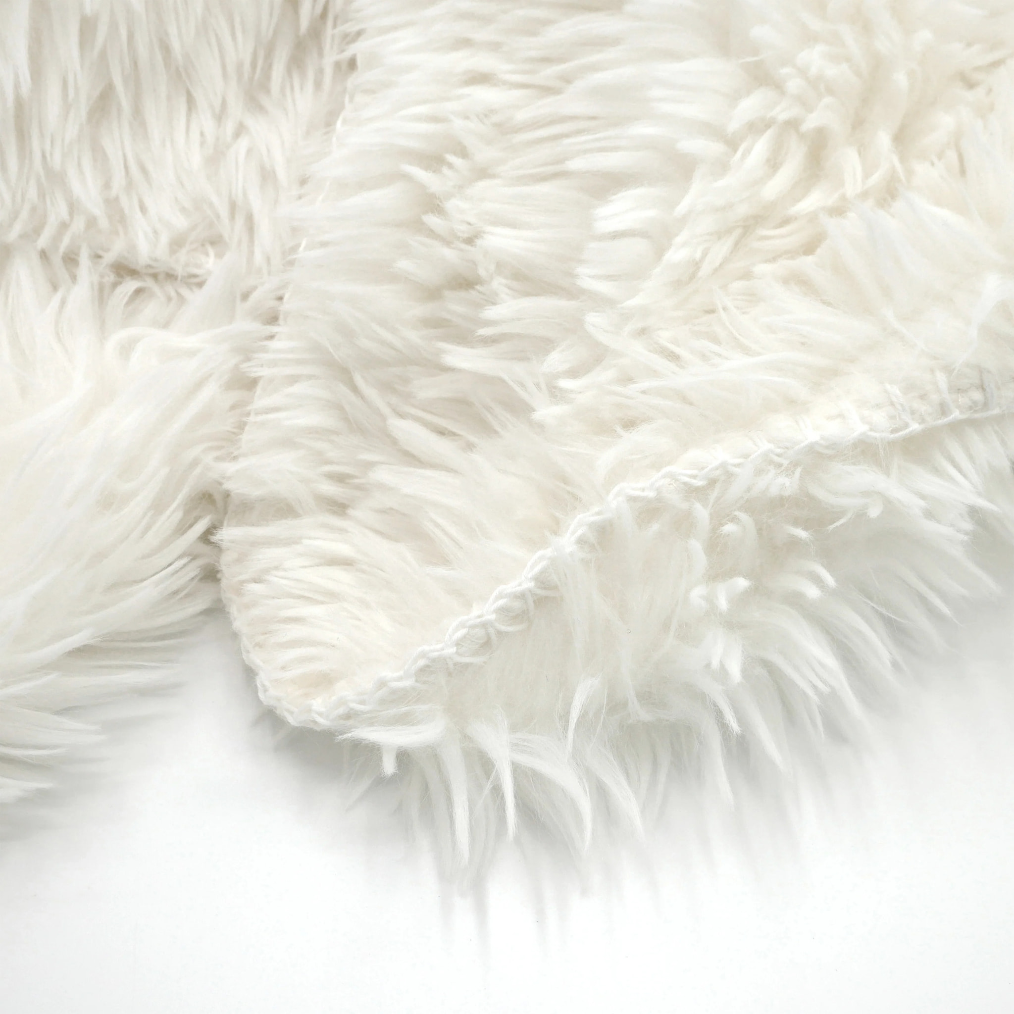 Plaid couverture imitation poils longs 220x240cm 450g/m² - Longwool naturel