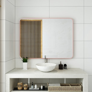 Specchio da parete 70x50 cm con telaio oro rosa e angoli arrotondati - Lay