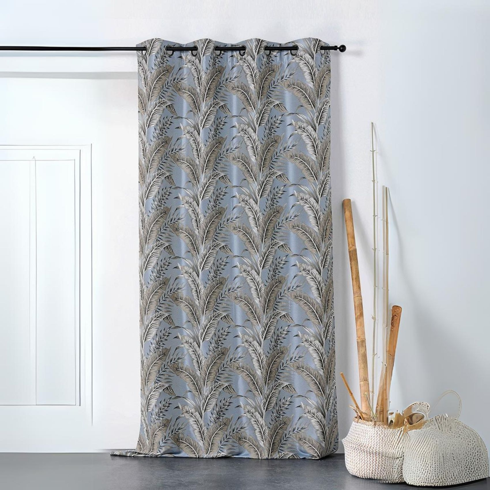 Rideau tendance aux impressions exotiques - Bleu