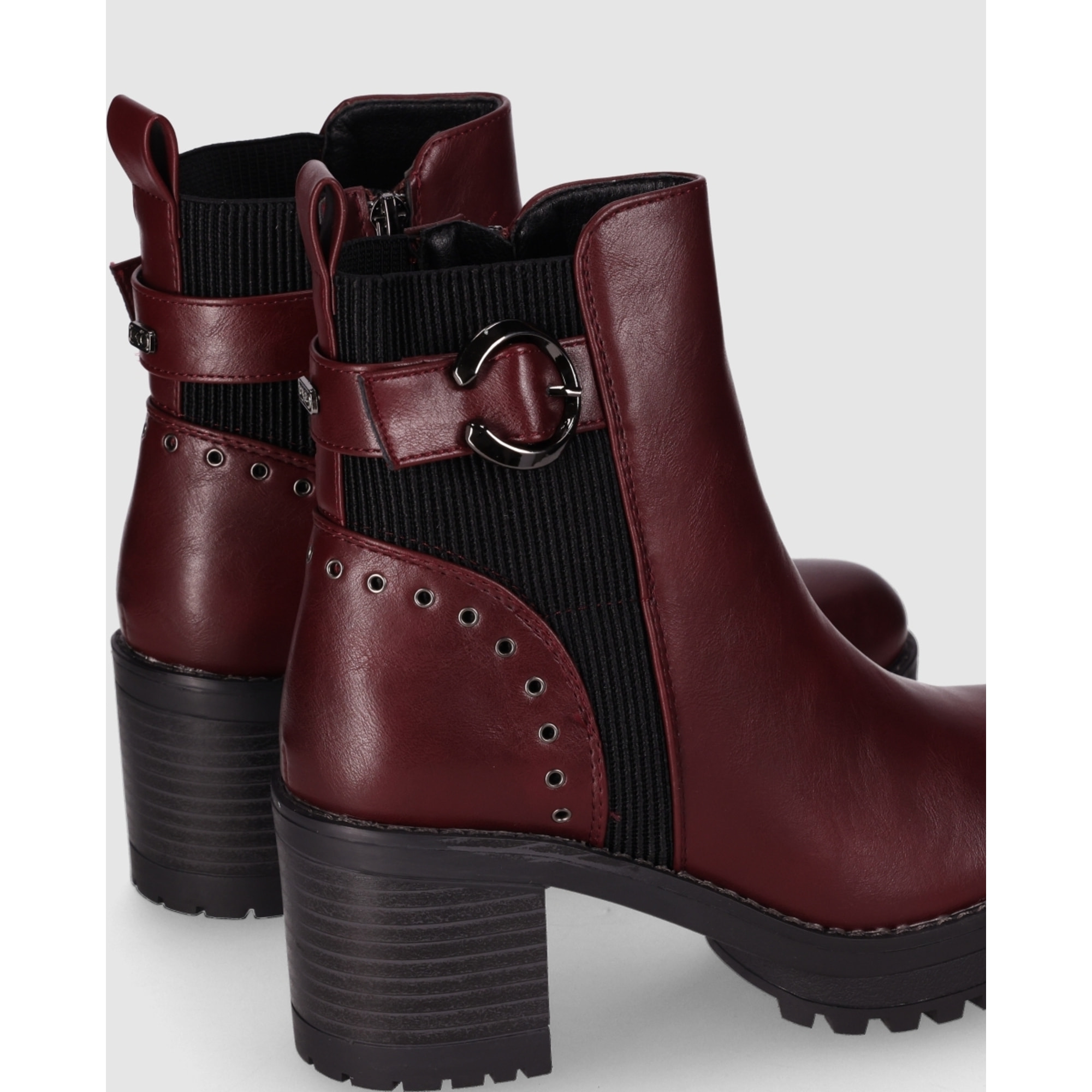 Botines - Vino - Tacón: 6 cm