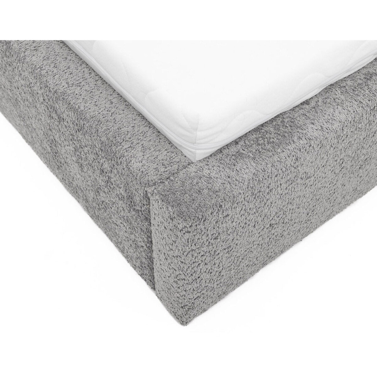 Orane - lit coffre - 140x200 cm - en tissu bouclette - Gris