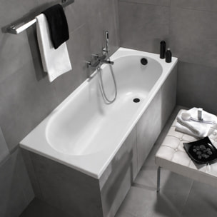 Baignoire droite 170 x 70 O.Novo + Vidage de baignoire WIRQUIN noir