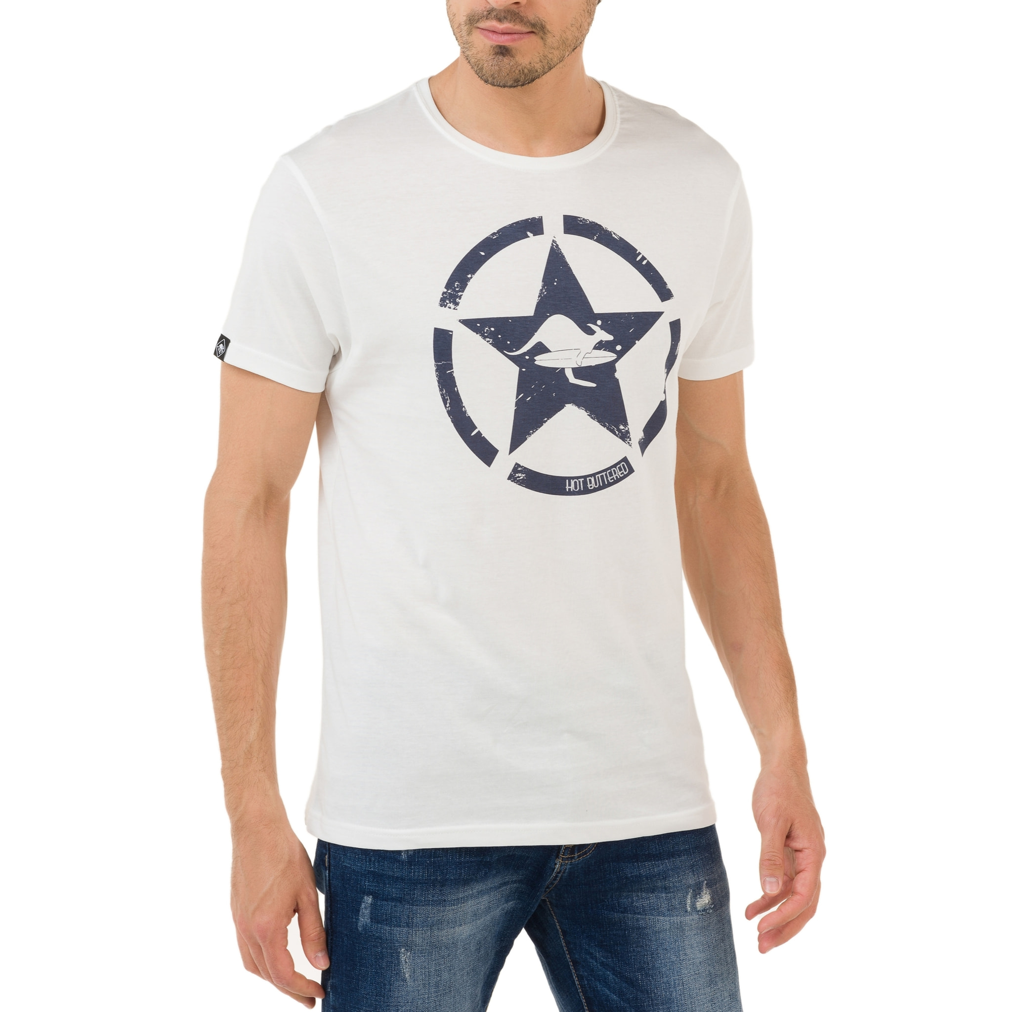 T-shirt in cotone 150 gr Hot Buttered Goldenbreed Colore Bianco