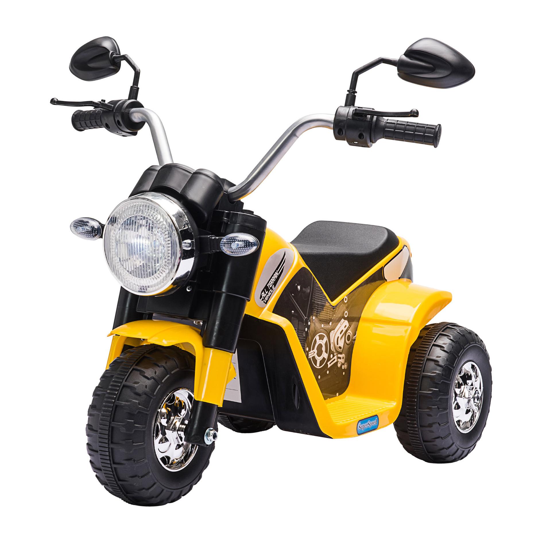 Moto Eléctrica para Niños 18-36 Meses con 3 Ruedas Batería 6V y Bocina Amarillo