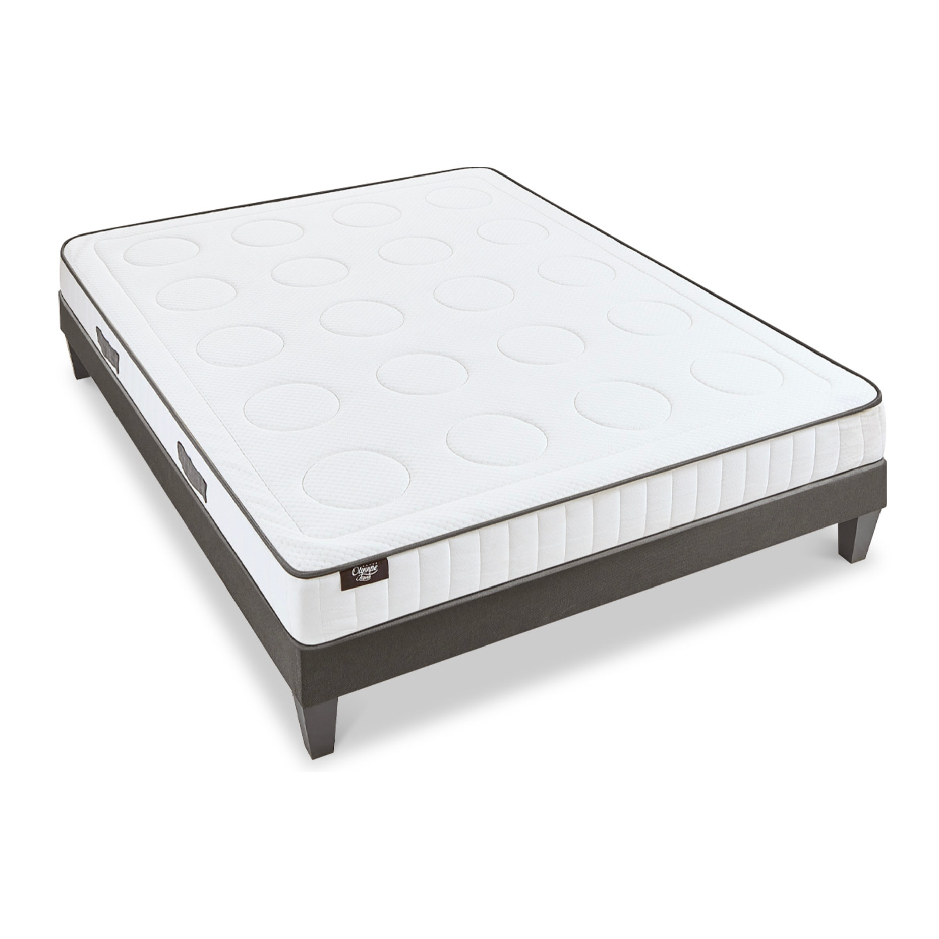 Ensemble Matelas Cristal & Sommier Kit15, 18 cm, Mémoire de Forme, Technologie Tri-Lattes, Soutien Ferme