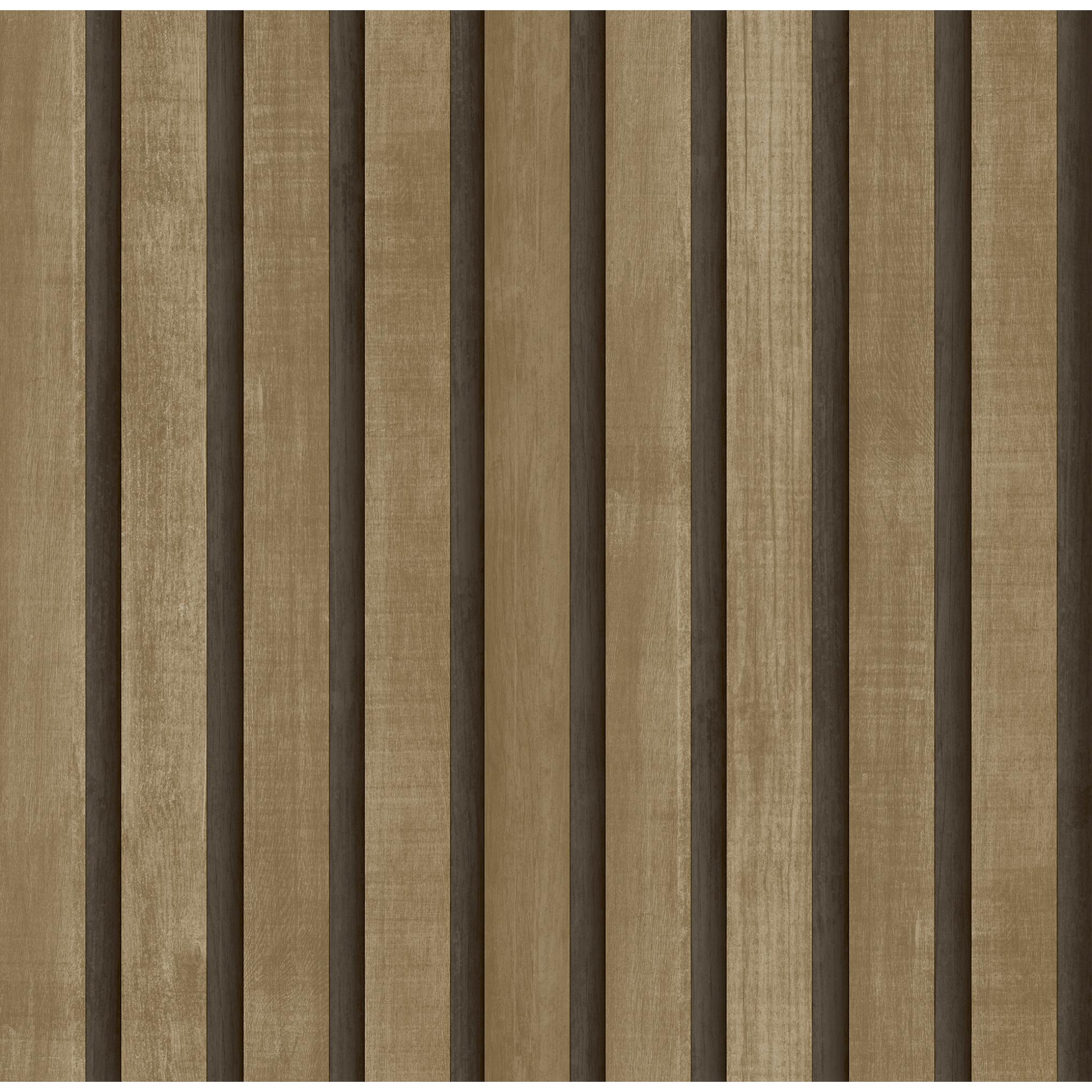 Papel pintado CERAMIKO, Slat wall marrón, negro 53x1000 cm