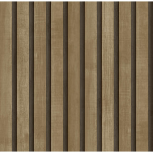 Papel pintado CERAMIKO, Slat wall marrón, negro 53x1000 cm