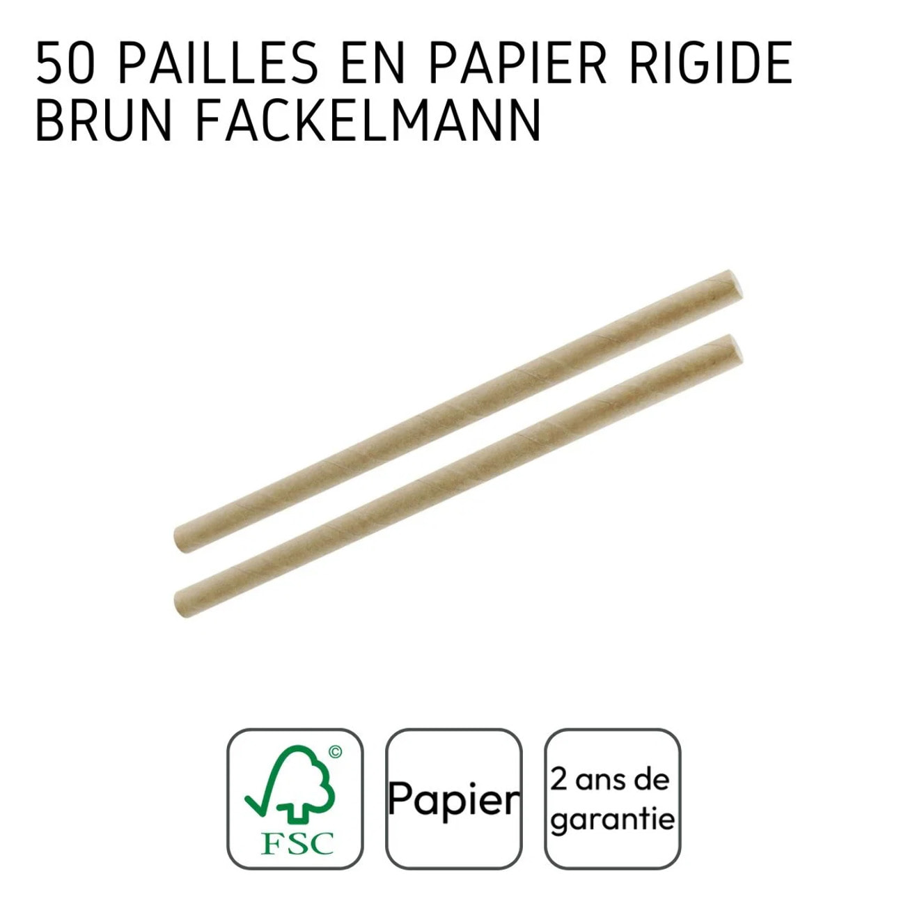 Boite de 50 pailles en papier rigide brun 15 cm Fackelmann Nature