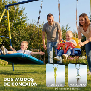 Estructura de Columpio Infantil, Estructura Metálica para 2 Columpios, Resistente para 150 kg, para Asiento, Nido y Escalera de Trepar, para Jardín, Balcón, 260x160x178 cm, Azul