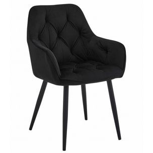 Poltroncina Jork in velluto nero con gambe in metallo