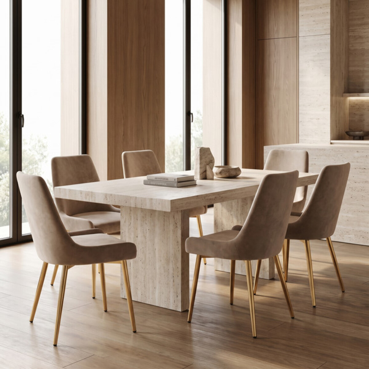 Sedia Imbottita in Effetto Velluto con Gambe Oro, Design Moderno ed Elegante per Sala da Pranzo, Cucina, Soggiorno, Studio e Ufficio