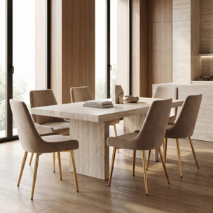 Sedia Imbottita in Effetto Velluto con Gambe Oro, Design Moderno ed Elegante per Sala da Pranzo, Cucina, Soggiorno, Studio e Ufficio