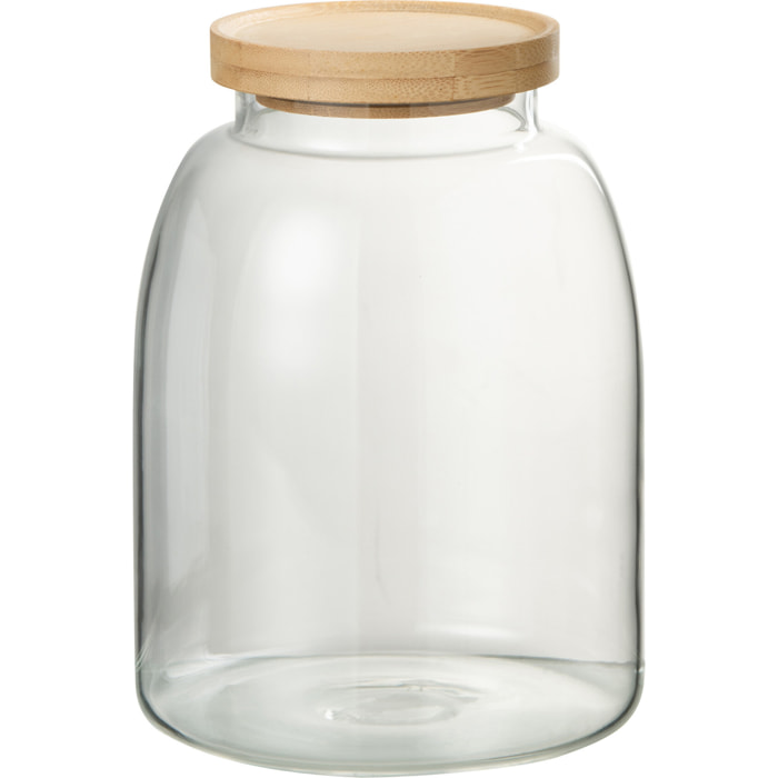 J-Line pot de conservaton Tom - verre/bambou - transparent/naturel - medium