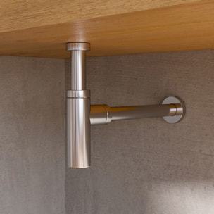 Sifone Di Scarico Tondo Universale In Ottone Cromato Scarico Lavabo 1"1/4 G Altezza 12,5 Cm Bagno Elegante E Resistente Contro Cattivi Odori