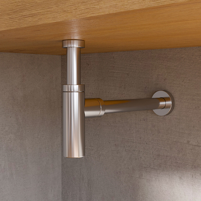 Sifone Di Scarico Tondo Universale In Ottone Cromato Scarico Lavabo 1"1/4 G Altezza 12,5 Cm Bagno Elegante E Resistente Contro Cattivi Odori