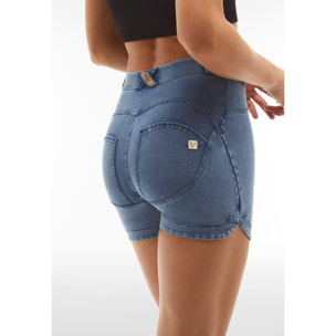 Shorts WR.UP® vita con pinces in jersey denim fondo stondato