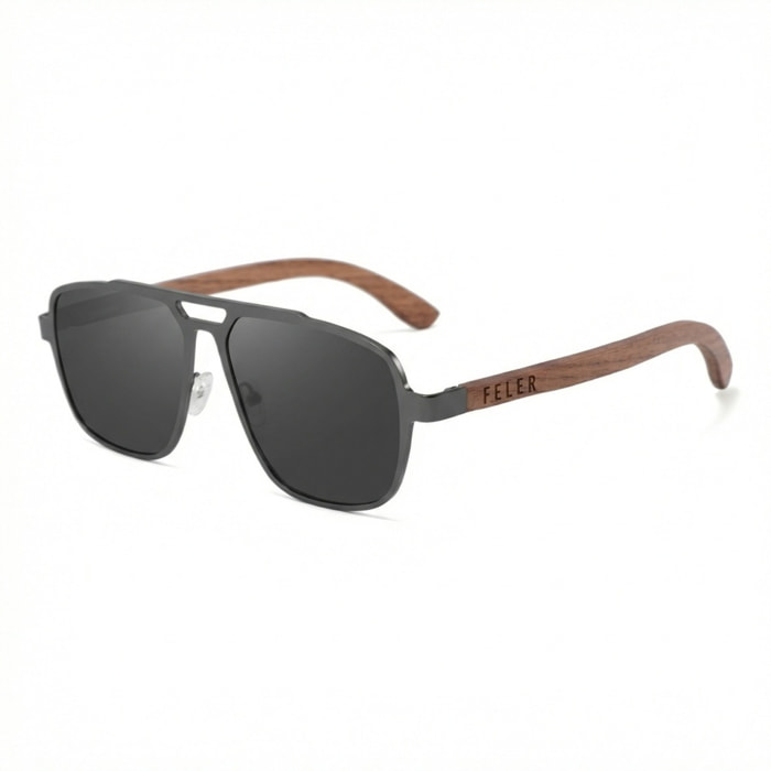 Gafas de Sol Feler 1517-21 Polarizadas de Madera Unisex 55 mm