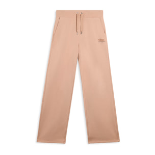 Pantaloni wide leg da donna con logo in strass bicolore