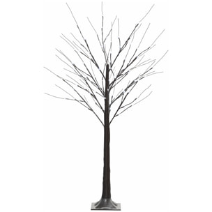 Árbol de Abedul Artificial 150 cm, Lámpara de Árbol con 96 Luces LED Blanco Frío, Nieve Falsa, Base Metálica, Decoración Navideña para Fiestas, Cumpleaños, Interiores, Marrón