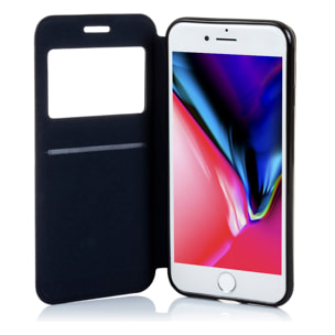 DAM CUSTODIA A LIBRO CON CHIUSURA MAGNETICA A FINESTRA Iphone 7/ Iphone 8 7x1x14 Cm. Colore nero