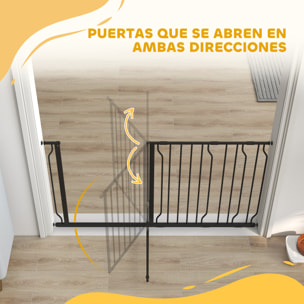 Barrera de Seguridad para Perros Extensible 75-145 cm para Puertas y Escaleras Puerta de Seguridad para Mascotas con Extensiones Montaje a Presión y Doble Bloqueo Negro
