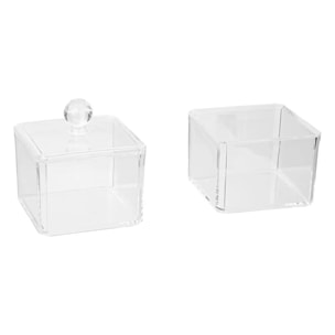 2 boîtes à cotons "Selena" transparent