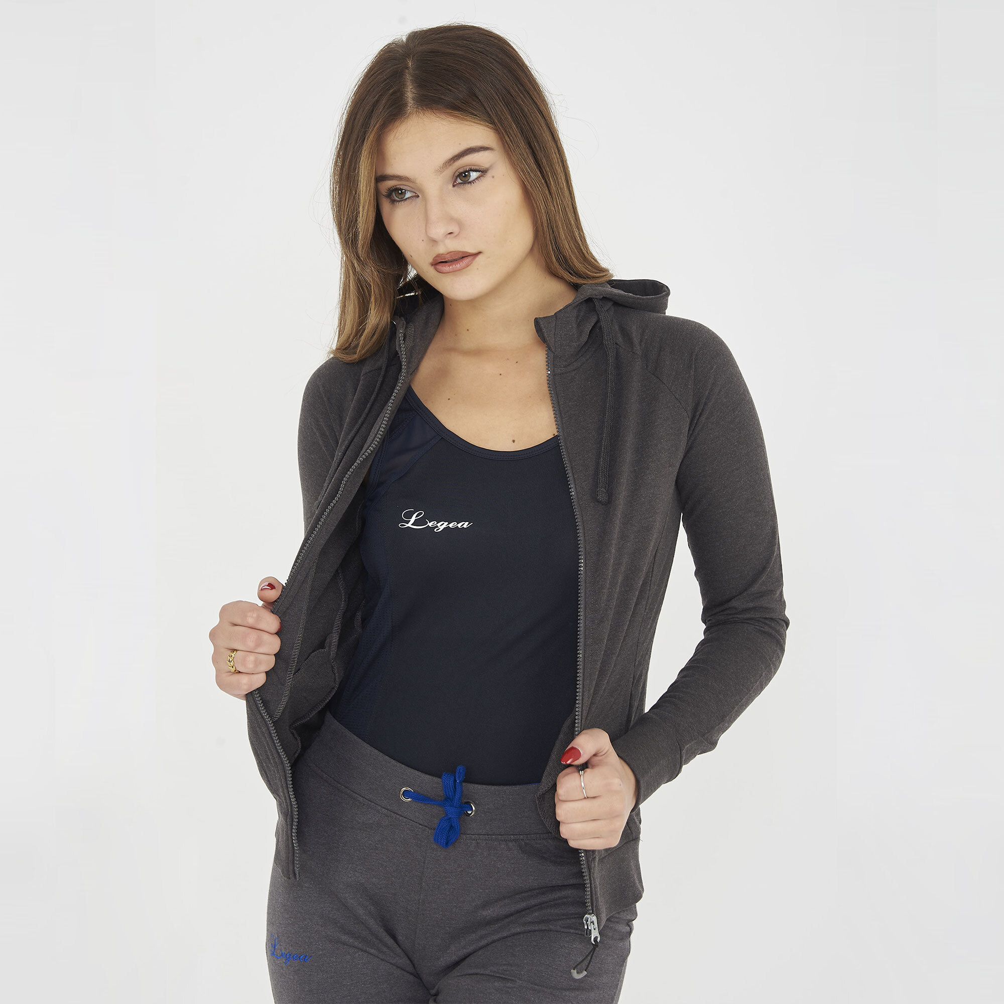 Felpa sportiva con zip DAIR grigio melange