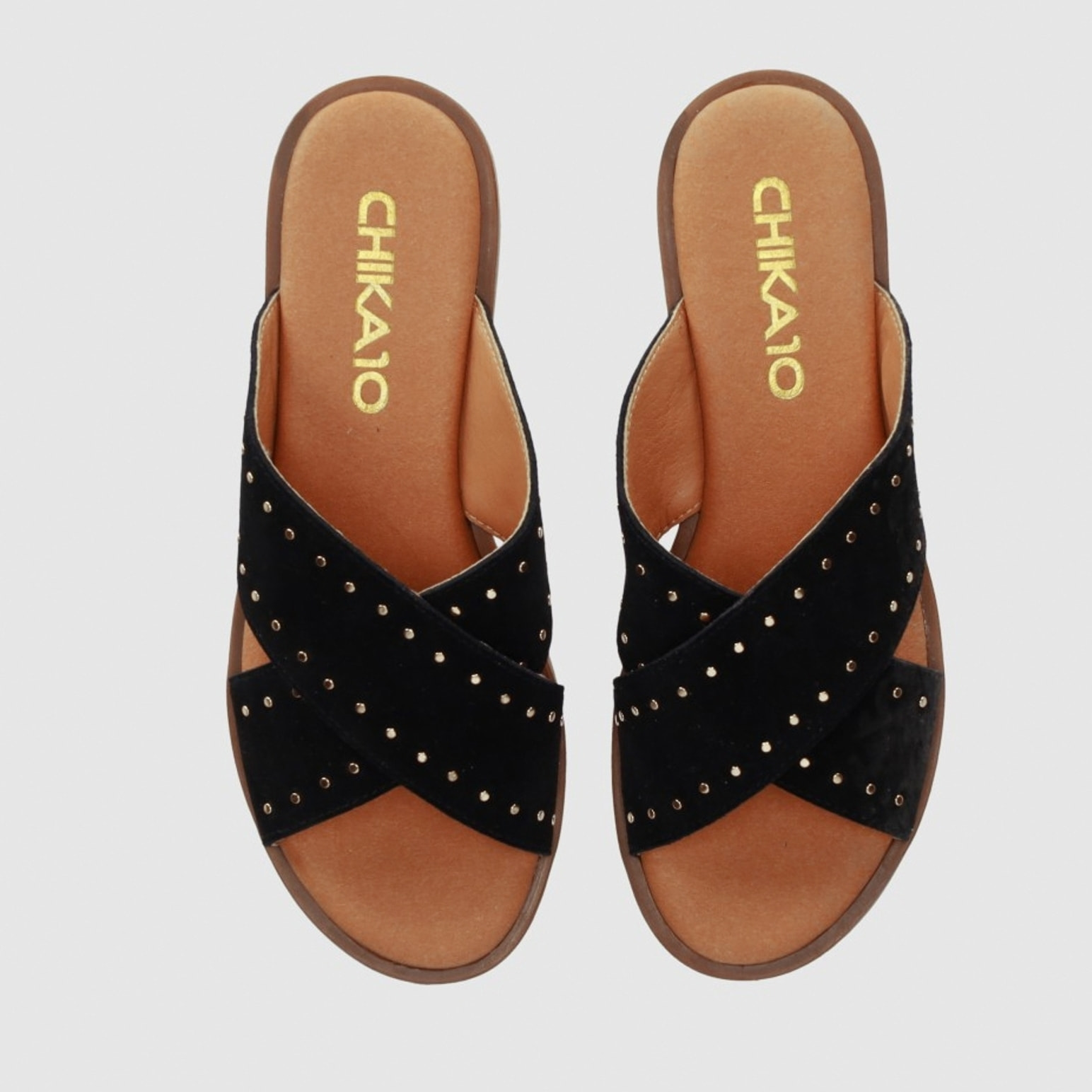 Sandalias de Serraje - Negro - Tacón: 1 cm